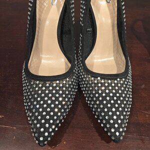 Mix No 6 Black Mesh Rhinestone Heels Size 6.5